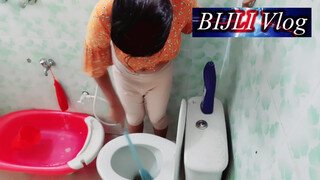 2. [NOBRA] Desi Girl Bathroom Deep Cleaning By Hand ।। Bathroom Cleaning Without Bra Bijli vlog