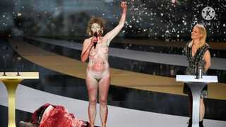 1. French Actress Corinne Masiero Dons Donkey Costume, Strips Nude In César Awards Protest