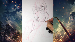 4. Drawing with Pencil  #22 How to draw Anime Girl(Anime drawing speed art)Speed Pencil Drawing