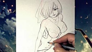 Drawing with Pencil  #22 How to draw Anime Girl(Anime drawing speed art)Speed Pencil Drawing