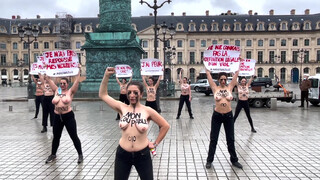 3. Pompiers accusés de viol : action Femen au Ministère de la Justice (6 février 2021, Paris)