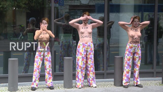 1. Germany: Topless Femen activists protest in front of federal ministry *EXPLICIT CONTENT*