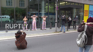 5. Germany: Topless Femen activists protest in front of federal ministry *EXPLICIT CONTENT*