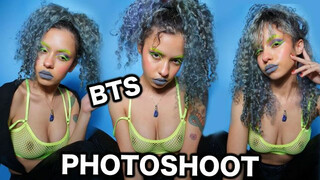 Neon Grey Photoshoot BTS | Alternative Patreon Model | Self Photography Makeup | Hot Ravewear Try On