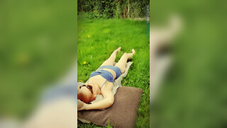 2. BST – sunbathing in garden