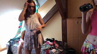 1. Casting Couch and Backstage with Lucie on Mini Skirt No Panties and Panties Try on Haul Day