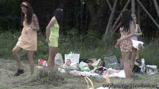 3. Tight Dress Mini Skirts Flying in the Wind All Angles Covered 4 Girls Twister Outdoors