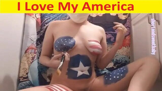 Body Paint: Smoking Hot Patriotic Girl Draws American Flag on Her Body | American Independence Day