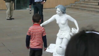 7. Topless living statue in Bogota, Colombia