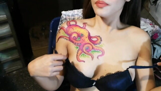 8. Red Octo Sharpie Tattoo Time Lapse Freehand Drawing Chest Area | Naked Mind Studio Enigma Art Works
