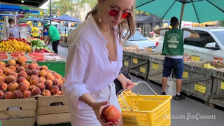 9. Beautiful girl model buying fruits shopping vlog #vlog sexy downblouse