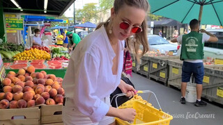 10. Beautiful girl model buying fruits shopping vlog #vlog sexy downblouse