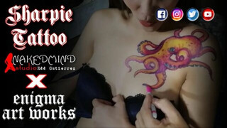 Red Octopus Sharpie Tattoo Real Time Freehand Drawing Boob Area Naked Mind Studio X Enigma Art Works