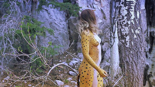 4. Cheetah Body Paint Outdoors with Jessica Wood