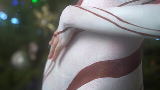 7. Candy Cane Body Painting on Sawyer