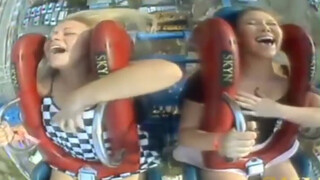 10. Blonde Teens Boobs Fall Out On The Slingshot