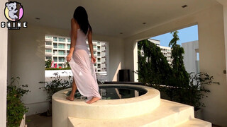 8. Super Bikini Model Kahlisa With SilkyTransparent Lace Dress ????