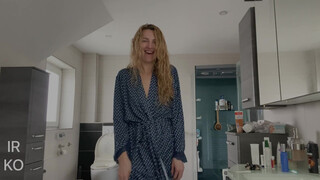 5. Pretty girl dancing home alone after a shower