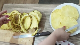 8. Peeling a delicious pineapple