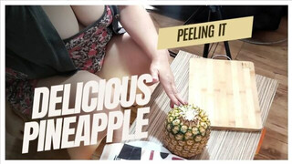 Peeling a delicious pineapple