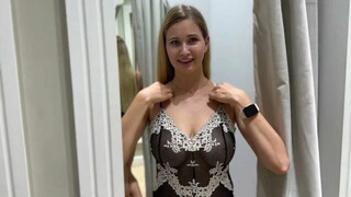 Seethrough Try On Haul in lingerie shop Revealing seethrough Lingerie