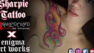 2. BTS Sharpie Tattoo | Temporary Tattoo Tour | Naked Mind Female Tattooed Model | Enigma Art Works