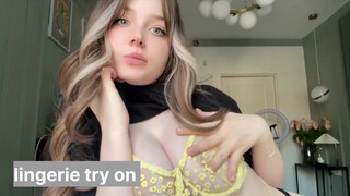 6. transparent lingerie try on haul, blonde model