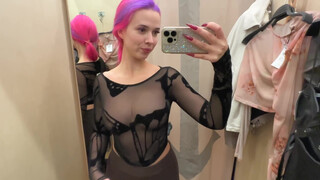 4. TRY ON HAUL by FairyElfie: See through tops in the fitting room