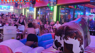 funny bull riding in Benidorm September 4th 2023 in Spain