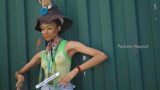 10. No bra Model in see through outfit