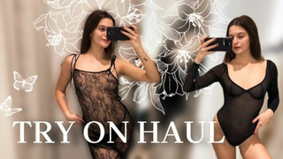 Transparent Lingerie Try-on Haul | Dressing Room Try-On