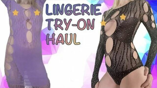 Shein Lingerie Try-On Haul and Review! Purple Fringe Dress and Black Rhinestone Teddy