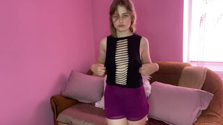 6. Lina – Back to school HAUL TRY ON with nipple and tits test