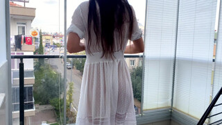 4. Wash the window | Cleaning motivation | Girl clean window| Transparent See thought white dress #2