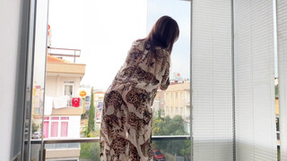 7. Wash the window | Cleaning motivation | Girl clean window| Transparent See thought leopard dress