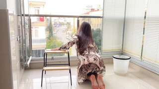 10. Wash the window | Cleaning motivation | Girl clean window| Transparent See thought leopard dress