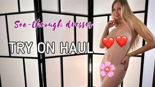 See-Through dresses Try on Haul {4K)