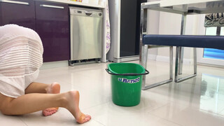 8. Wet cleaning motivation girl | Mop the floor | see through | transparent | Link in comment