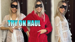 TRY ON HAUL | White transparent see-through lace robe and red bathrobe