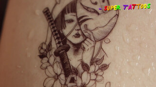 1. |NO.12| The Temporary Tattoo of the Masked Lady is Awesome｜Temporary Tattoos