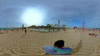 8. Walking at Bogatell Topless beach, in Barcelona with Chill Music #VR 4K #video360 Day 21/05/2022