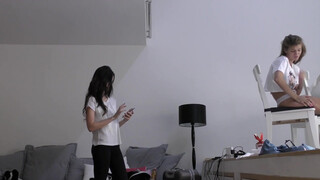 1. Sarah and Denisa open up their new Playstation VR for Halloween to play a Horror game