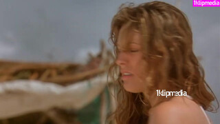 9. English Actress Kelly Brook Film Survival Island Three (2005) – Beach Scene p2