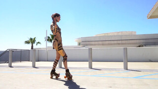 9. Roller Girl in Black & Gold Body Paint