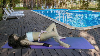 8. Yoga with Sarah No 3 | Pigeon Pose Variant | Bikini Yoga | Eka Pada Rajakapotasana