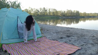 1. Yoga class, Сamping ASMR 4K 60Fps #yoga #camping #asmr #solocamping #girl #bushcraft