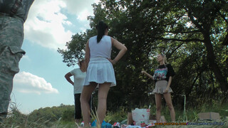 5. No Panties No Bra Girls for Miniskirt Short Skirts Try on Haul Outdoors with Backstage