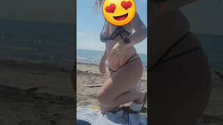 Try on haul at a nude beach! another see thru bikini