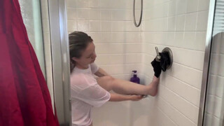 6. Wet T Shirt Shower Video No Bra No Panties
