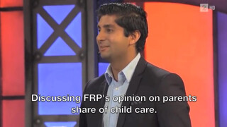 2. Chocker on TV while discussing parental share of child care. Norway.